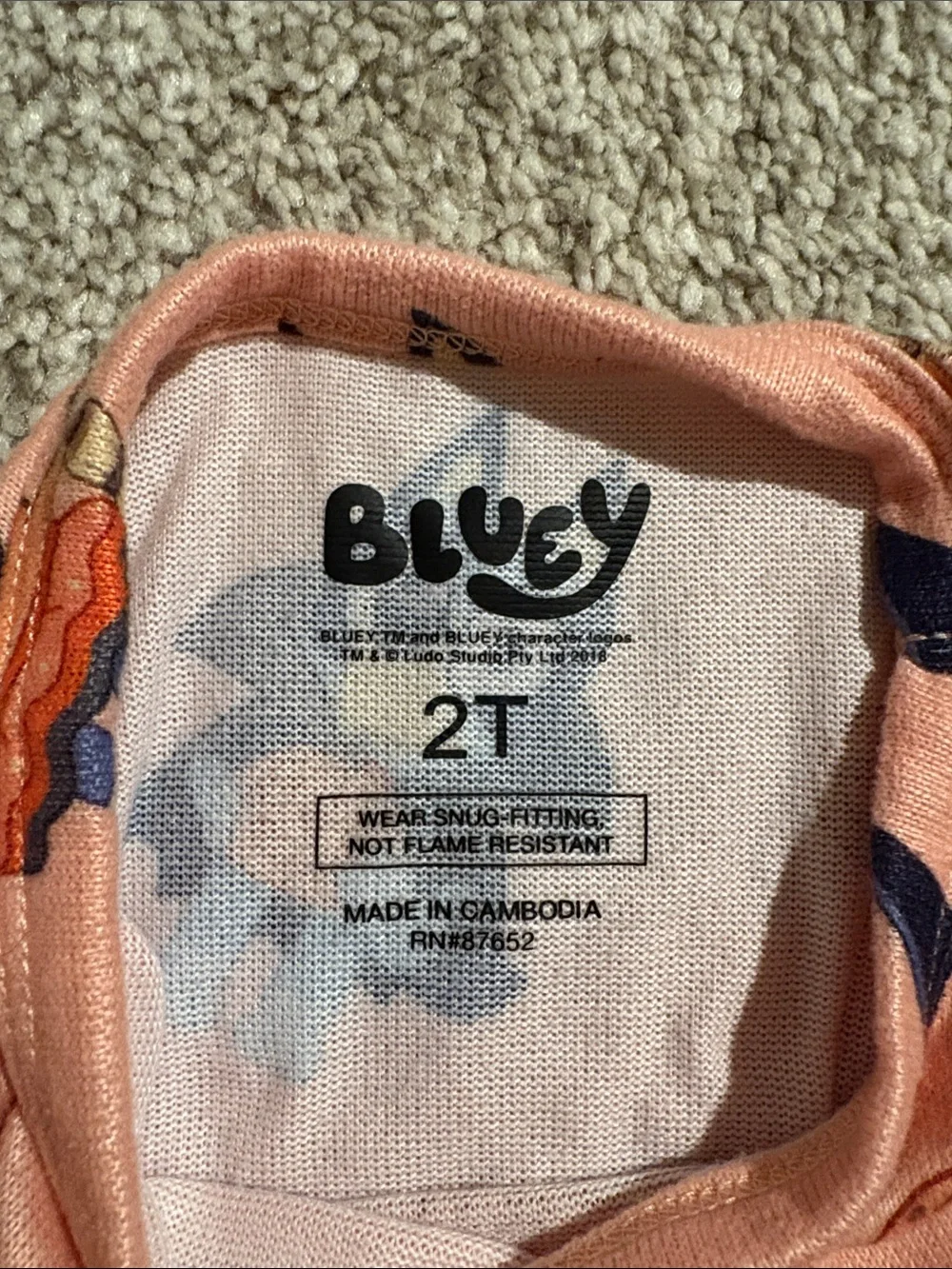 Bluey Halloween Peach Kids Pajama Set - Long Sleeve Top & Pants